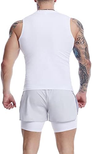 WENKOMG1 Erkek düz renk kolsuz tişört Hafif Kolsuz Tee Vücut Geliştirme Çalışması Kaslı Gömlek