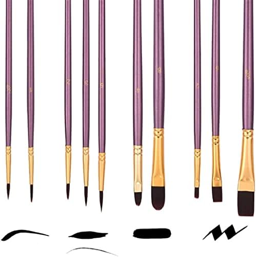 FLOYINM 10 Adet boya fırçası Seti Naylon Saç Boyama Fırçası Yağ Akrilik Guaj Fırça Suluboya Kalem Profesyonel Sanat Malzemeleri (Renk