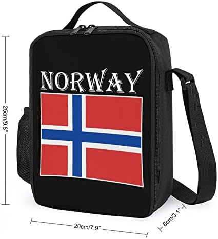 Norveç Bayrağı Yalıtım Öğle Yemeği Kutusu Soğutucu Tote Yemek Çanta Piknik Ofis Seyahat için Omuz Askısı ile