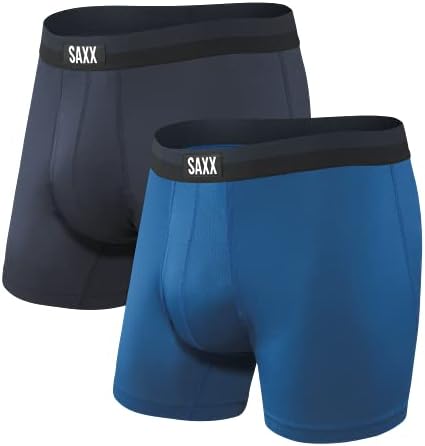 SAXX erkek iç Çamaşırı-Spor Örgü Boxer Kısa Sinek 2Pk Dahili Kese Desteği-Erkekler için İç Çamaşırı