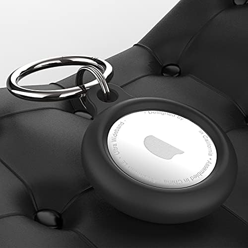 [2 ADET] Hava Etiketi Anahtarlık, İCARERSPACE Apple AirTag Tutucu Airtag Anahtarlık için Tasarlanmış Apple AirTag Durumda-Siyah