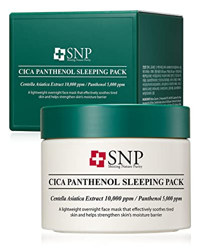 SNP CICA Panthenol Gecelik Uyku Jeli Yüz Maskesi-Normal ila Tahriş Olmuş Ciltler için Pennywort ve Hyaluronik Asit içeren Yatıştırıcı,