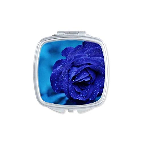 Koyu Mavi Güller Çiçekler Art Deco Hediye Moda Ayna Taşınabilir Kompakt Cep Makyaj Aynası Çift Taraflı Cam