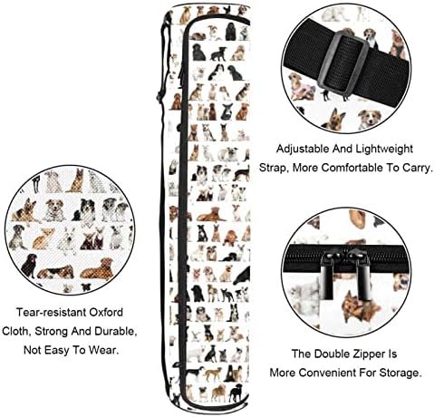 RATGDN Yoga Mat Çantası, Pet Köpekler Desen Egzersiz Yoga matı Taşıyıcı Tam Zip Yoga Mat Taşıma Çantası Ayarlanabilir Kayış ile Kadınlar