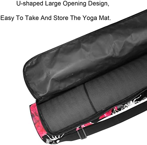 Kırmızı Çiçek Yoga Mat Taşıyıcı Çanta Omuz Askısı ile Yoga Mat Çantası Spor Çanta Plaj Çantası