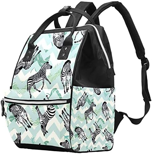 Zebra Hayvan Desen Yeşil bebek bezi çantası Sırt Çantası Bebek Bezi Değiştirme Çantaları Çok Fonksiyonlu Büyük Kapasiteli Seyahat Çantası