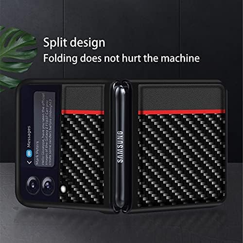 Zouzt Kılıfı için Z Flip3 5G Karbon Fiber Kılıf / Ultra İnce / Kablosuz Şarj / Kapak Kılıf ile Uyumlu Samsung Galaxy Z Flip3 / Z Flip