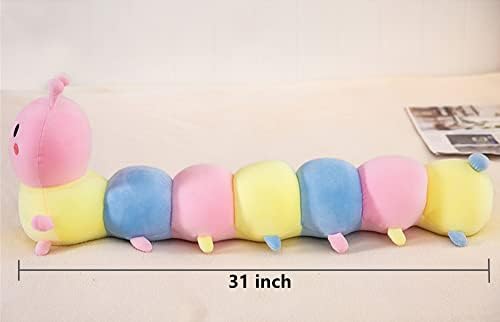 LEHU Tırtıl peluş oyuncak vücut yastığı - 31 inç Sevimli Uzun Tırtıl Doldurulmuş Hayvan Yastık, Doldurulmuş Tırtıl ve Doğum Günleri