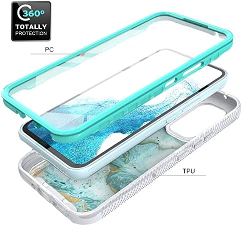 Samsung Galaxy A54 5G Kılıf için Uyumlu TJS, [Dahili Ekran Koruyucu], TPU Mat Renk Mermer Şeffaf Sevimli Kız Kadın Yumuşak Cilt Hibrid
