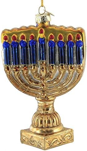 Asil Taşlar Altın Yahudi Menora Cam Tatil Hanuka Ağacı Süsleme C1739 Yeni