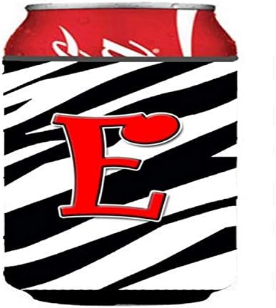 Caroline's Treasures CJ1024-ECC E Harfi İlk Monogram-Zebra Kırmızısı Kutu veya Şişe Saran, Soğutabilir Kol Saran Makinede Yıkanabilir