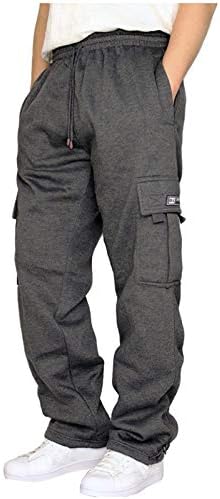 Erkek Ağır Polar Kargo Sweatpants Streç Elastik Bel Jogger spor pantolonları İpli Spor Pantolon Erkekler için