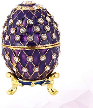 YARDWE Emaye Yumurta Mücevher Kutusu Köpüklü Rhinestones Takı Biblo Kutusu Vintage Stil Faberge Yumurta Takı Organizatör Paskalya Yumurtası
