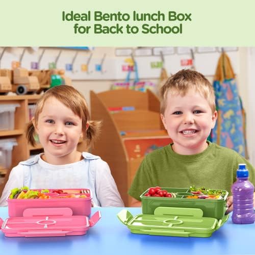 Jelife Bento Kutusu Çocuk beslenme çantası-Büyük Bento Tarzı Sızdırmaz 4 Bölmeli Gıda Saklama Kabı Sofra Takımı ile Çocuklar için Okula