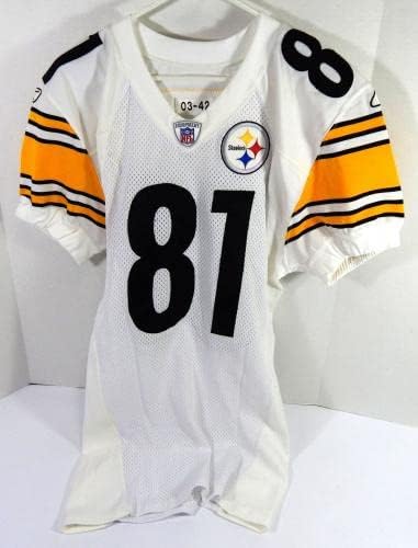 2003 Pittsburgh Steelers Sean Morey 81 Oyun Verilmiş Beyaz Forma 42 DP48953-İmzasız NFL Oyunu Kullanılmış Formalar