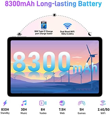 DOOGEE T20 Tablet 2023, 2K 10.4 inç Android 12 Tablet, Sekiz Çekirdekli 15GB RAM＆256GB ROM(TF 1TB), 2.4 G / 5G Wi-Fi, 18W PD 8300mAh