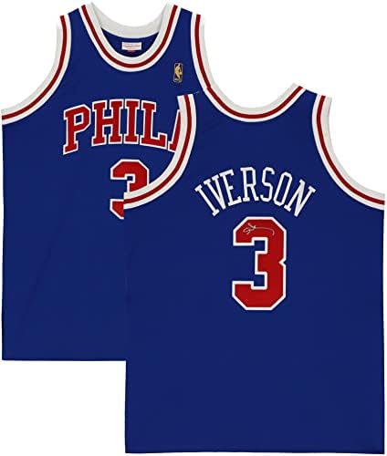 Allen Iverson Philadelphia 76ers İmzalı Mavi Otantik Mitchell & Ness Gerileme 1996-1997 Forması - İmzalı NBA Formaları