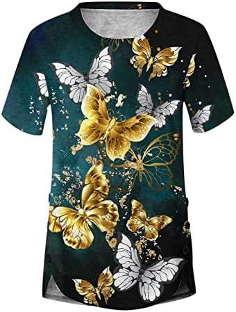Kelebek Grafik Üst Tshirt Bayanlar için Sonbahar Yaz 2023 Giyim Moda Y2K Kısa Kollu Pamuklu Crewneck Üst O9 O9