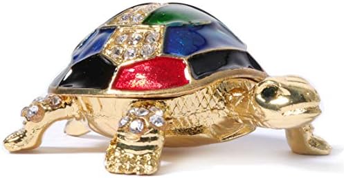 Waltz & F Kaplumbağa Biblo Mücevher Kutusu ile Köpüklü Açık Yeşil kristaller, menteşeli Biblo Kutusu El-boyalı Heykelcik Koleksiyon