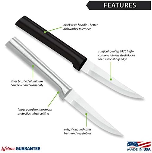 Rada Çatal Bıçak Takımı Ağır Hizmet Tipi Soyma Bıçağı-Alüminyum Saplı Paslanmaz Çelik Bıçak, 7-1 / 8 inç, Renk-Gümüş