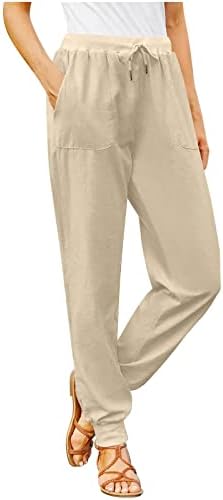 Cinch Bacak Keten Pantolon Kadınlar için Artı Boyutu Elastik Bel Rahat Yaz Gevşek Fit Koşu Pantolon Rahat pamuklu pantolon