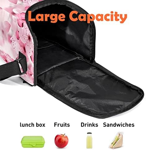 Hafif Büyük öğle yemeği çantası Pembe Kiraz Sakura Yeniden Kullanılabilir yemek kabı Kadınlar Erkekler için