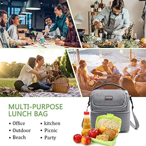 CCBUY Bayanlar Öğle Yemeği Çantası Yalıtımlı yemek kabı Çift Bölmeli Soğutucu Çanta Sızdırmaz Öğle Yemeği saklama çantası Çıkarılabilir