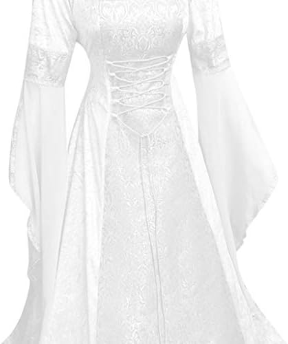 ZEFOTİM Ortaçağ Cadı Elbise Vintage Kapşonlu Cadı Pelerin Elbise Trompet Kollu Ortaçağ düğün elbisesi Cadılar Bayramı Cosplay Elbise