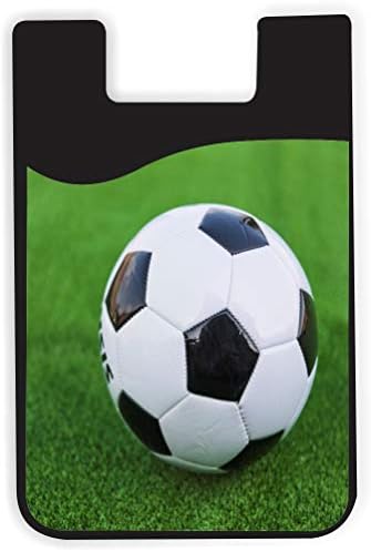 Sahada futbol Topu Çimenli Yeşil Tasarım-Silikon 3 M Yapıştırıcı Kredi Kartı Stick - on Cüzdan Kılıfı iPhone / Galaxy Android Telefon