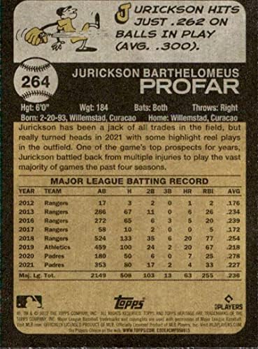 2022 Topps Mirası 264 Jurickson Profar San Diego Padres NM - MT MLB Beyzbol