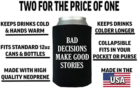 Komik Sarcastic Kötü kararlar Iyi Hikayeler Şaka Katlanabilir Bira içecek şişesi Soğutucu Kollu 2 Paket