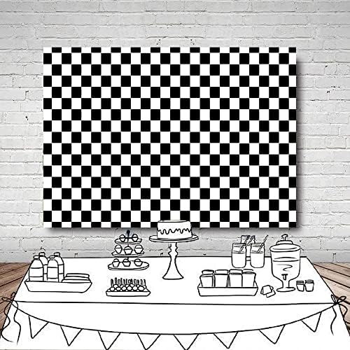 VOUORON Siyah ve Beyaz Yarış Doku ızgara satranç Tahtası Tema Fotoğraf Arka Planında Çocuk Doğum Günü Partisi Malzemeleri 5x3ft Bebek