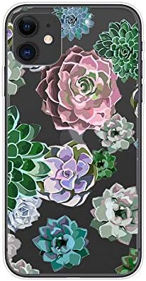 Blingy'nin iPhone 12 Kılıfı (6,1 inç), Kadın Kızlar Sevimli Çiçek Kaktüs Deseni Şık Sulu Meyveler Stil Şeffaf Yumuşak TPU Koruyucu