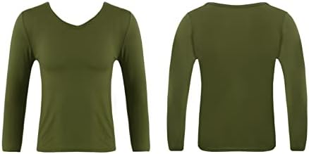 TiaoBug erkek termal iç çamaşır Üst Uzun Kollu Sıkıştırma Gömlek Yumuşak V Yaka Paçalı Don T Shirt Spor Taban Katmanı Üst